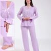 Rose Miss Pyjama gaufré à nœuds volants – Réf 17826 – Lilas
