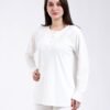 Rose Miss Pyjama col tunisien dentelle – Réf 17832 – Écru