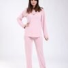 Rose Miss Pyjama col tunisien dentelle – Réf 17832 – Rose pâle