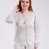 Rose Miss Pyjama boutonné col dentelle – Réf 17836 – Gris perle