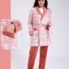 Rose Miss Ensemble pyjama Noël et peignoir velours 3 pièces – Réf 17843 – Rose et corail