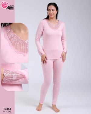 Rose Miss Ensemble thermique dentelle – Réf 17858 – Rose