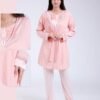 Rose Miss Ensemble pyjama et gilet dentelle 3 pièces – Réf 17866 – Corail clair