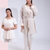 Rose Miss Ensemble pyjama et gilet dentelle 3 pièces – Réf 17866 – Beige