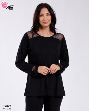 Rose Miss Pyjama tunique plumetis – Réf 17879 – Noir