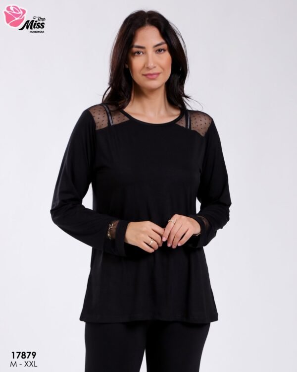 Rose Miss Pyjama tunique plumetis – Réf 17879 – Noir