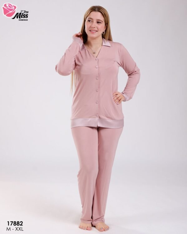 Rose Miss Pyjama chemise satiné – Réf 17882 – Vieux rose
