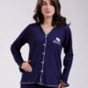 Rose Miss Pyjama chemise gaufré dentelle – Réf 17890 – Bleu marine