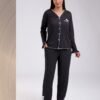 Rose Miss Pyjama chemise gaufré dentelle – Réf 17890 – Gris anthracite