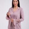 Rose Miss Pyjama chemise manches dentelle – Réf 17892 – Vieux rose
