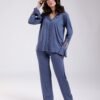 Rose Miss Pyjama chemise manches dentelle – Réf 17892 – Bleu jean