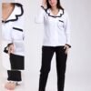 Rose Miss Pyjama chemise blanche à volants – Réf 17896 – Blanc et noir