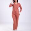 Rose Miss Pyjama côtelé boutonné dentelle – Réf 17901 – Rouille