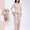 Rose Miss Pyjama côtelé péplum – Réf 17911 – Beige