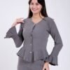 Rose Miss Pyjama côtelé péplum – Réf 17911 – Gris anthracite