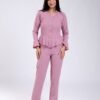 Rose Miss Pyjama côtelé péplum – Réf 17911 – Mauve