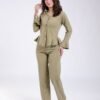Rose Miss Pyjama côtelé péplum – Réf 17911 – Vert kaki