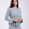 Rose Miss Pyjama côtelé péplum – Réf 17911 – Bleu gris