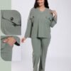Rose Miss Ensemble côtelé col V – Réf 17913 – Vert sauge