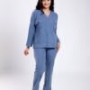 Rose Miss Ensemble côtelé col V – Réf 17913 – Bleu jean