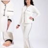 Rose Miss Pyjama jacquard passepoilé – Réf 17926 – Écru