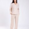 Rose Miss Pyjama côtelé boutonné ample – Réf 17928 – Beige