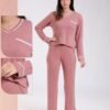 Rose Miss Pyjama col V poche – Réf 17939 – Vieux rose