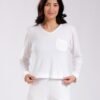 Rose Miss Pyjama col V poche – Réf 17939 – Blanc