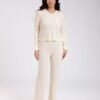 Rose Miss Pyjama col V poche – Réf 17939 – Écru