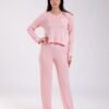 Rose Miss Pyjama col V poche – Réf 17939 – Rose pâle