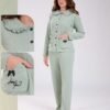 Rose Miss Pyjama jacquard col claudine – Réf 17942 – Vert d'eau