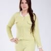 Rose Miss Pyjama côtelé boutonné bord fourrure – Réf 17944 – Vert anis