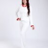 Rose Miss Pyjama côtelé boutonné bord fourrure – Réf 17944 – Blanc