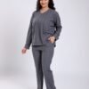 Rose Miss Ensemble côtelé col V – Réf 17947 – Gris anthracite