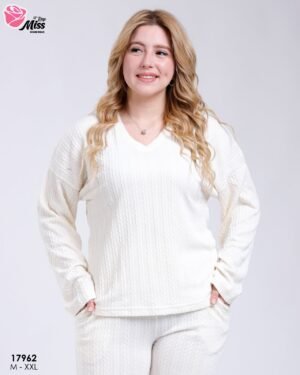 Rose Miss Ensemble torsadé col V – Réf 17962 – Écru