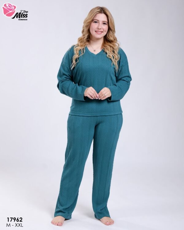 Rose Miss Ensemble torsadé col V – Réf 17962 – Bleu pétrole