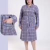 Rose Miss Robe de chambre boutonnée à carreaux – Réf 18005 – Gris lilas