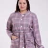 Rose Miss Robe de chambre boutonnée à carreaux – Réf 18005 – Mauve