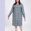 Rose Miss Robe de chambre boutonnée à carreaux – Réf 18005 – Vert gris