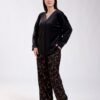 Rose Miss Pyjama 3 pièces caraco et veste velours – Réf 18029 – Noir