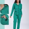 Rose Miss Pyjama chemise gaufré nœuds – Réf 18068 – Vert émeraude