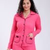 Rose Miss Pyjama chemise gaufré nœuds – Réf 18068 – Rose vif