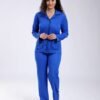 Rose Miss Pyjama chemise gaufré nœuds – Réf 18068 – Bleu roi