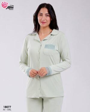 Rose Miss Pyjama chemise dentelle – Réf 18077 – Vert d'eau