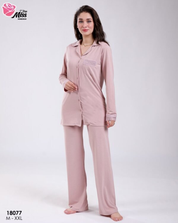 Rose Miss Pyjama chemise dentelle – Réf 18077 – Vieux rose