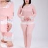 Rose Miss Pyjama côtelé boutonné dentelle – Réf 18078 – Pêche