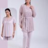 Rose Miss Ensemble pyjama et gilet dentelle 3 pièces – Réf 18134 – Mauve