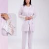 Rose Miss Ensemble pyjama et kimono dentelle 3 pièces – Réf 18137 – Lilas clair