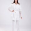 Rose Miss Ensemble pyjama et kimono dentelle 3 pièces – Réf 18137 – Blanc