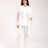 Rose Miss Ensemble pyjama et peignoir volants 3 pièces – Réf 18166 – Blanc